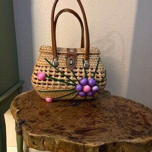 Woven Tote with Floral Accents